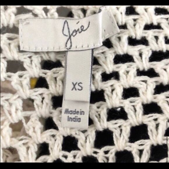 JOIE SEQUIN FRINGE CROCHET COTTON CARDIGAN SWEATER - Picture 6 of 7